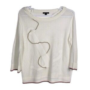 Tommy Hilfiger Women's Large White Anchor‎ Nautical Knit Sweater